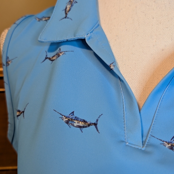 SCALES Sleeveless Shark Polo Shirt SZ L - Picture 4 of 11